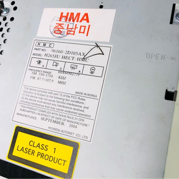 2005 2006 Hyundai Autonet AM FM Radio Single CD Player Model H265JU HECT-HMC - Picture 7 of 11